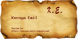 Kernya Emil névjegykártya